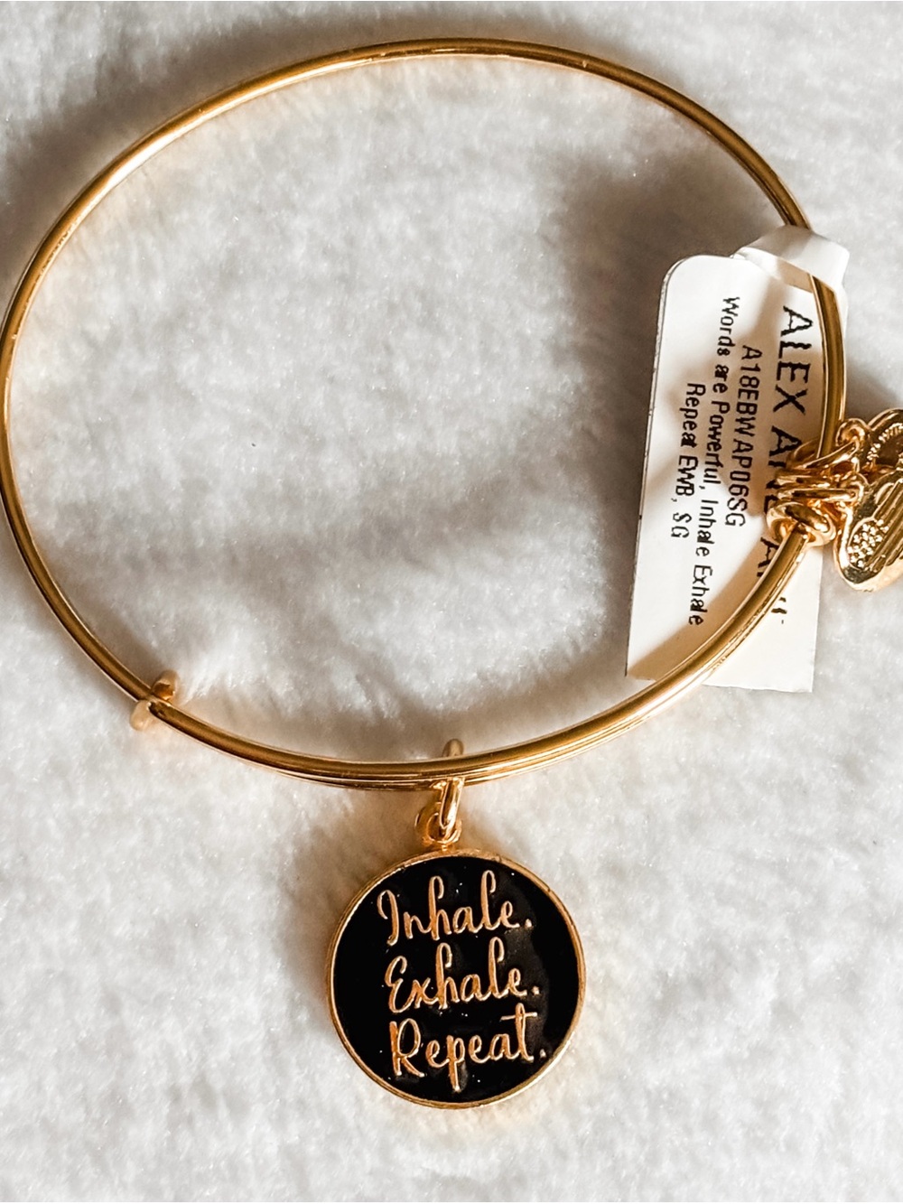 NWT! Alex and Ani 'Inhale. Exhale. Repeat.' Charm Bangle Bracelet - Gold